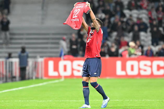 261017 Lille OSC vs Brest Olivier Giroud (9) of Lille celebrates after scoring during the French Mc Donalds Ligue 1 season 2026 - 2027 matchday 7 game between Lille OSC and Stade Brest on October 17 , 2026 in Lille, France. (Photo by Jill Delsaux Isosport) Lille France  Copyright: xJillxDelsauxx DSC_2823