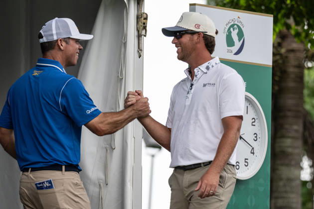 October 18, 2026, Macau, Macao Sar, China: Paul CASEY from England greets USAÃ¢â‚¬â ¢s Andy OGLETREEÃ¢â‚¬â ¢ (R) Macau Open Golf 2026 Final Round. Macau Open Golf 2026 Final Round  - ZUMAr144 20261018_zap_r144_009 Copyright: xJaynexRussellx