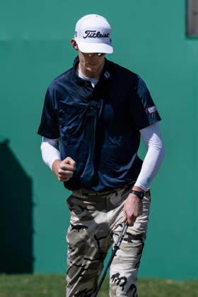 October 18, 2026, Macau, Macao Sar, China: Charles PORTER from the USA takes the tied lead on -14 Par with a stunning -9 Par final round. PORTER celebrates a final -2 Par hole on the 18th green. Macau Open Golf 2026 Final Round. Macau China - ZUMAr144 20261018_zap_r144_050 Copyright: xJaynexRussellx