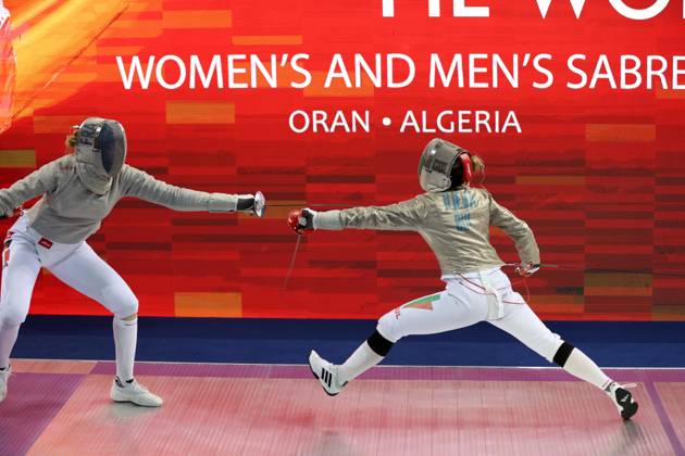 Oran 2026 Fencing World Cup French fencer Tori Toscane (left) faces Bulgarian fencer Yoana Ilieva (right) during the individual women s sabre final at the 2026 Fencing World Cup in Oran, Algeria, on October 17, 2026. Oran Algeria  Copyright: xAPPx originalFilename:app-notitle261017_npFhl.jpg