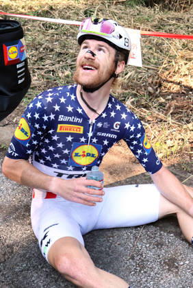 October 18, 2026, Utsunomiya, Japan - American cyclist Quinn Simmons of Lidl-Trek smiles after he won the Utsunomiya Japan Cup Cycle Road Race in Utsunomiya, 100km north of Tokyo on Sunday, October 18, 2026. Quin Simmons won the 144km race. (photo by Yoshio Tsunoda AFLO) Noxthirdxpartyxsales  0869839636st YoshioxTsunodax