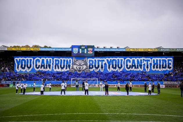 ZWOLLE , 18-10-2026 , mac3park , season 2026 2027 , Dutch Eredivisie football , match between PEC Zwolle and Go Ahead Eagles , picture shows banner from the fans from PEC Zwolle PEC - Go Ahead Eagles  x208673093x Copyright: