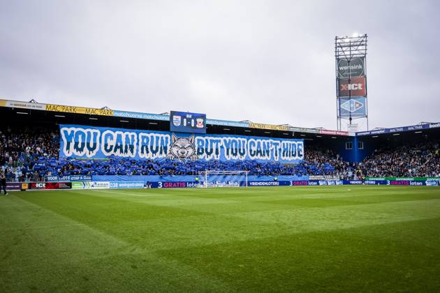 ZWOLLE , 18-10-2026 , mac3park , season 2026 2027 , Dutch Eredivisie football , match between PEC Zwolle and Go Ahead Eagles , picture shows banner from the fans from PEC Zwolle PEC - Go Ahead Eagles  x208673265x Copyright: