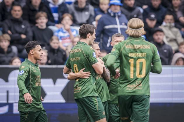 ZWOLLE , 18-10-2026 , mac3park , season 2026 2027 , Dutch Eredivisie football , match between PEC Zwolle and Go Ahead Eagles , picture shows GA Eagles player Stefan Sigurdarson scores the 0-1 PEC - Go Ahead Eagles  x208675526x Copyright: