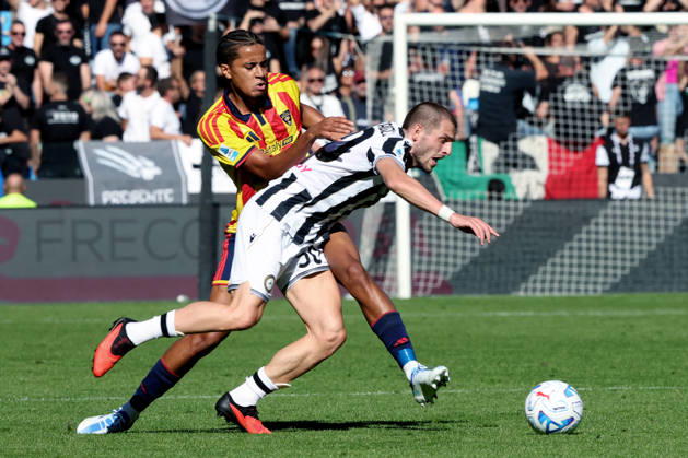 Ar Udine 18 10 2026 - campionato di calcio serie A Udinese-Lecce foto Andrea Rigano™ Image nella foto: Oumar Ngom-Giorgi Chakvetadze 