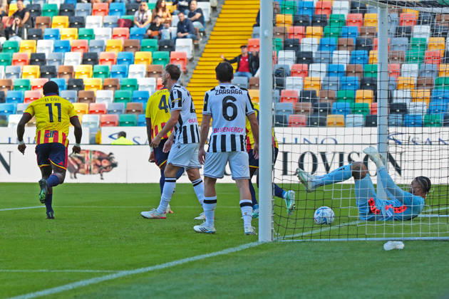 Lecce s gaspar celebrates after scoring the 0-1 goal for his team during the Serie A soccer match between Udinese and Lecce at the Friuli Stadium in Udine, north east Italy - October 18, 2026. - Soccer  Copyright: xAndreaxBressanutti LaPressex