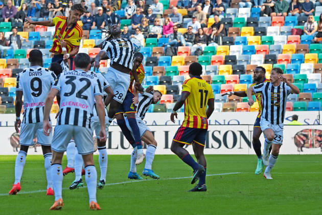Lecce s gaspar celebrates after scoring the 0-1 goal for his team during the Serie A soccer match between Udinese and Lecce at the Friuli Stadium in Udine, north east Italy - October 18, 2026. - Soccer  Copyright: xAndreaxBressanutti LaPressex