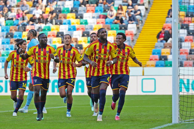 Lecce s gaspar celebrates after scoring the 0-1 goal for his team during the Serie A soccer match between Udinese and Lecce at the Friuli Stadium in Udine, north east Italy - October 18, 2026. - Soccer  Copyright: xAndreaxBressanutti LaPressex
