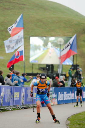 18.10.2026, GER, Biathlon, Frauen, IBU Biathlon Loop One Festival 2026, Saison 2026 2027, Super Sprint Qualifikation Damen Heat 1-4 Martina Trabucchi ( ITA, 24 ) in der Kurve München Olympiapark Bayern Deutschland Copyright: xNordphoto Vux
