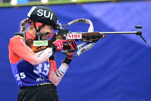 BIATHLON - MEIER Lea SUI bei der Qualifikation Super Sprint der Damen Herren während des Loop One Biathlon Opening Festival im Olypiapark München am 18.10.2026, Deutschland, Bayern München Hans-Jochen-Vogel-Platz Olypiapark Bayern Deutschland