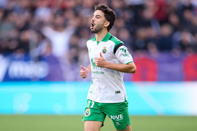 October 18, 2026, Pamplona, Navarra, SPAIN: Andres Martin of Real Racing Club de Santander reacts during the LaLiga EA Sports match between CA Osasuna and Real Racing Club de Santander at El Sadar on October 18, 2026, in Pamplona, Spain. Pamplona SPAIN - ZUMAa181 20261018_zaa_a181_116 Copyright: xRicardoxLarreinax