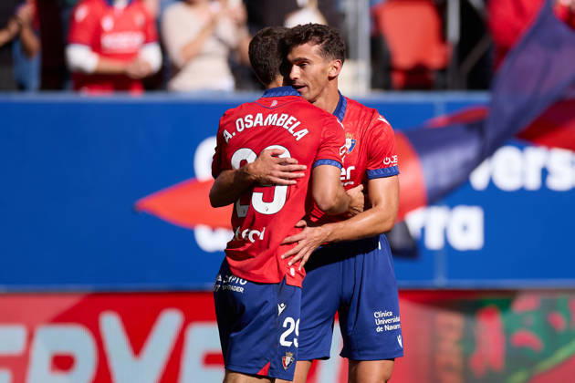 October 18, 2026, Pamplona, Navarra, SPAIN: Asier Osambela of CA Osasuna celebrates after scoring the team s second goal during the LaLiga EA Sports match between CA Osasuna and Real Racing Club de Santander at El Sadar on October 18, 2026, in Pamplona, Spain. CA Osasuna V Racing De Santander - LaLiga EA Sports  - ZUMAa181 20261018_zaa_a181_130 Copyright: xRicardoxLarreinax