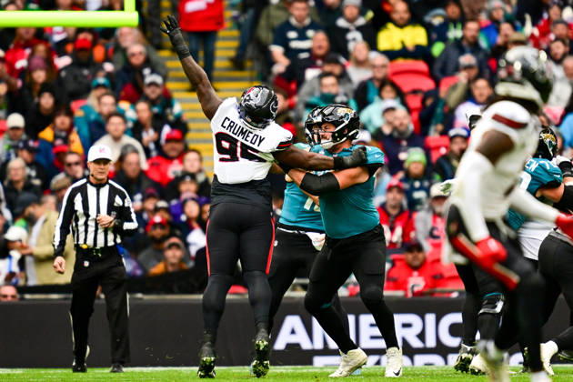 Jacksonville Jaguars v Houston Texans, International Series Jaden Crumedy (95) of Houston Texans during the International Series match between Jacksonville Jaguars and Houston Texans at Wembley Stadium, London, UK on 18 October 2026. Editorial use only , Copyright: xDennisxGoodwinx PSI-25022-0107