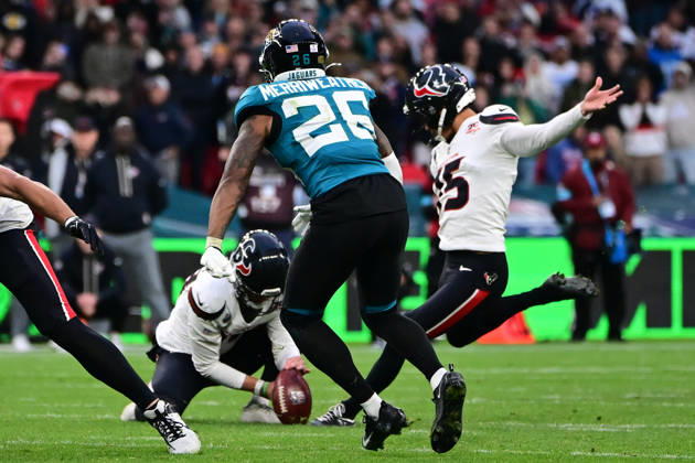 Jacksonville Jaguars v Houston Texans, International Series Jawhar Jordan (25) of Houston Texans field goal during the International Series match between Jacksonville Jaguars and Houston Texans at Wembley Stadium, London, UK on 18 October 2026. Editorial use only , Copyright: xDennisxGoodwinx PSI-25022-0133