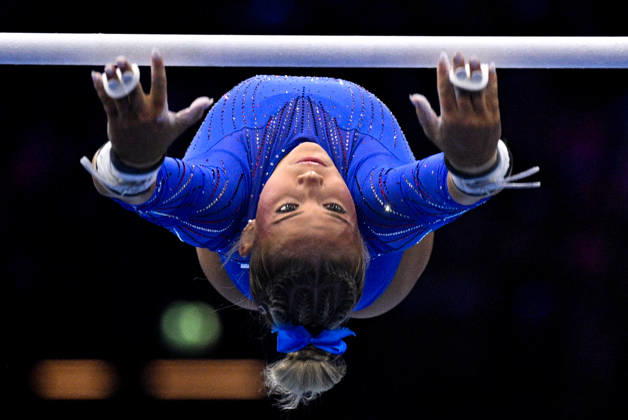 Netherlands Artistic Gymnastics World Championships Qualifiers 9267961 18.10.2026 Reese Esponda of the United States competes on the uneven bars during the women s qualification at the 2026 World Artistic Gymnastics Championships in Rotterdam, the Netherlands. Alexey Filippov Sputnik Rotterdam Netherlands  Copyright: xAlexeyxFilippovx