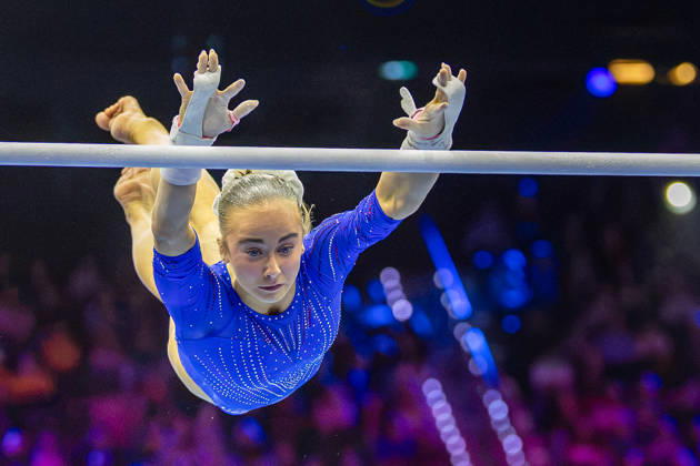 2026-10-18 Artistic Gymnastics World Championships 2026 - Day 2 ROTTERDAM, NETHERLANDS - OCTOBER 18: Claire Pease of United States competes during Day 2 of the Artistic Gymnastics World Championships 2026 at Rotterdam Ahoy on October 18, 2026 in Rotterdam, Netherlands. Rotterdam Rotterdam Ahoy Netherlands Content not available for redistribution in The Netherlands directly or indirectly through any third parties. Copyright: xMarcelxvanxPlateringenx