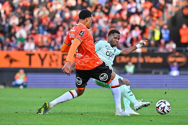FC Lorient v AS Monaco - Ligue 1 McDonald s 2026 2027 Ansu FATI of Monaco Marc BOLLENGIER of Lorient during Ligue 1 McDonald s match between Lorient and Monaco at Stade du Moustoir on October 18, 2026 in Lorient, France. Lorient France  Copyright: xIconxSportx 776577183