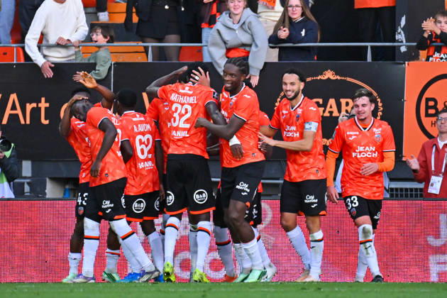 FC Lorient v AS Monaco - Ligue 1 McDonald s 2026 2027 Noah CADIOU of FC Lorient celebrate after scores with teammates during Ligue 1 McDonald s match between Lorient and Monaco at Stade du Moustoir on October 18, 2026 in Lorient, France. Lorient France  Copyright: xIconxSportx 776577183