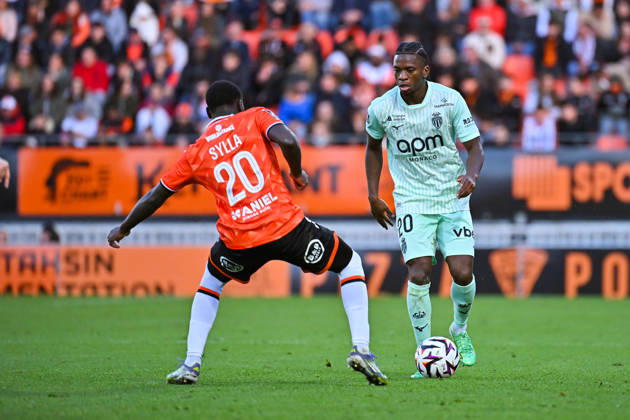 FC Lorient v AS Monaco - Ligue 1 McDonald s 2026 2027 NAZINHO of Monaco and Dembo SYLLA of FC Lorient during Ligue 1 McDonald s match between Lorient and Monaco at Stade du Moustoir on October 18, 2026 in Lorient, France. Lorient France  Copyright: xIconxSportx 776577183