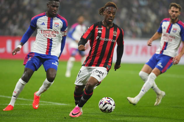 Olympique Lyonnais v OGC Nice - Ligue 1 McDonald s 2026 2027 Elye WAHI of OGC Nice and Tanner TESSMANN of Olympique Lyonnais and Moussa NIAKHATE of Olympique Lyonnais during Ligue 1 McDonald s match between Lyon and Nice at Groupama Stadium on October 18, 2026 in Lyon, France. Lyon France  Copyright: xDavexWinterx 776577179