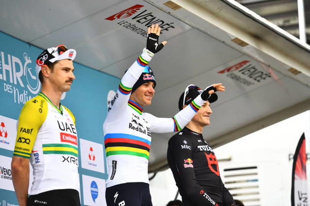October 18, 2026, Les Herbiers, Pays De La Loire, France: Red BullÃBoraÃHansgrohes Belgian rider Remco Evenepoel competes in the Chrono des Nations in Les Herbiers, France, on October 18, 2026. Chrono Des Nations  - ZUMAh284 20261018_znp_h284_001 Copyright: xRonanxHoussinx