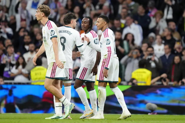 Real Betis Balompie v FC Barcelona, Barca - LaLiga EA Sports 2026 27 Kylian Mbappe centre-forward of Real Madrid and France celebrates after scoring his sides first goal during the LaLiga EA Sports 2026 27 match between Real Betis Balompie and FC Barcelona at Estadio La Cartuja on October 18, 2026 in Seville, Spain. Seville Spain  Copyright: xJosexBretonx originalFilename:bretonhernandez-realbeti261018_np6N6.jpg