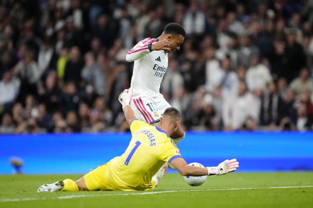 Real Betis Balompie v FC Barcelona, Barca - LaLiga EA Sports 2026 27 Kylian Mbappe centre-forward of Real Madrid and France and Odysseas Vlachodimos goalkeeper of Sevilla and Greece compete for the ball during the LaLiga EA Sports 2026 27 match between Real Betis Balompie and FC Barcelona at Estadio La Cartuja on October 18, 2026 in Seville, Spain. Seville Spain  Copyright: xJosexBretonx originalFilename:bretonhernandez-realbeti261018_npvrK.jpg