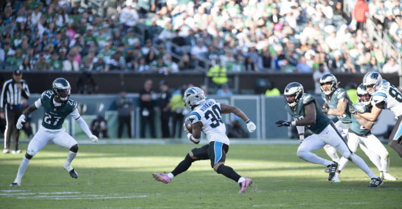 October 18, 2026, Philadelphia, Pennsylvania, United States: Panther CHUBA HUBBARD (30) in action during the game against the Eagles at Lincoln Financial Field in Philadelphia PA Philadelphia United States - ZUMArf1_ 20261018_zaf_rf1_034 Copyright: xRickyxFitchettx