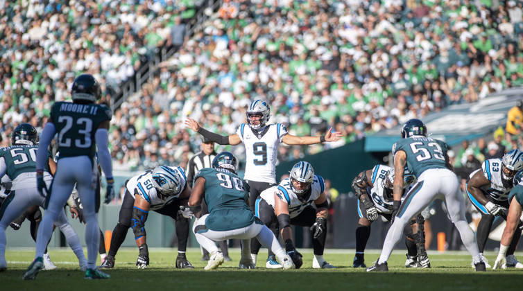 October 18, 2026, Philadelphia, Pennsylvania, United States: Panther QB BRYCE YPOUNG (9) in action during the game against the Eagles at Lincoln Financial Field in Philadelphia PA Philadelphia United States - ZUMArf1_ 20261018_zaf_rf1_022 Copyright: xRickyxFitchettx