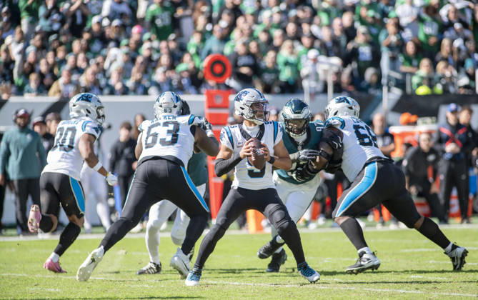 October 18, 2026, Philadelphia, Pennsylvania, United States: Panther QB BRYCE YPOUNG (9) in action during the game against the Eagles at Lincoln Financial Field in Philadelphia PA Philadelphia United States - ZUMArf1_ 20261018_zaf_rf1_011 Copyright: xRickyxFitchettx