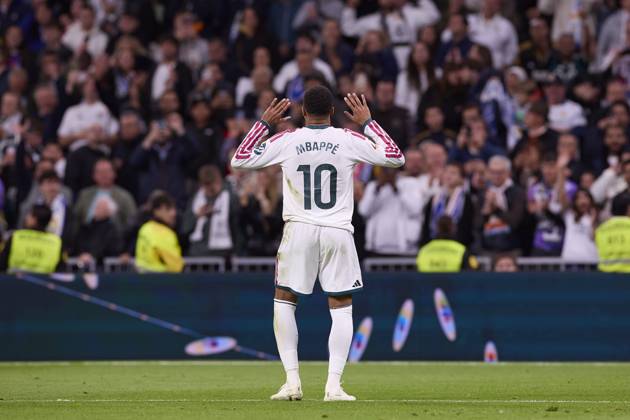 October 18, 2026, Madrid, Spain: Kylian Mbappe (Real Madrid CF) celebrates a goal during the LaLiga EA SPORTS 2026 2027 match between Real Madrid CF and Sevilla FC..Final score: Real Madrid CF 4-1 Sevilla FC. Madrid Spain - ZUMAs197 20261018_aaa_s197_250 Copyright: xFedericoxTitonex