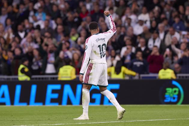 October 18, 2026, Madrid, Spain: Kylian Mbappe (Real Madrid CF) celebrates a goal during the LaLiga EA SPORTS 2026 2027 match between Real Madrid CF and Sevilla FC..Final score: Real Madrid CF 4-1 Sevilla FC. Madrid Spain - ZUMAs197 20261018_aaa_s197_231 Copyright: xFedericoxTitonex