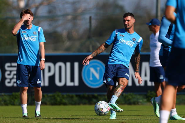 Napoli’s Matteo Politano During training at the SSC Napoli sports center, Champions League Napoli - Bodo Glimt Castel Volturno (CE) on October 19 , 2026  Copyright: xAlessandroxGarofalo LaPressex