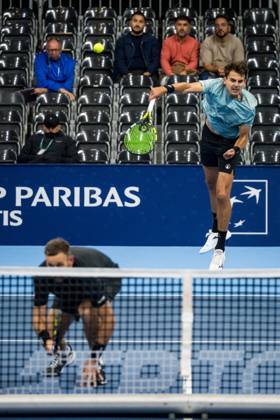 Michael Venus of New Zealand and Petr Nouza pictured in action during the European Open ATP, Tennis Herren tennis tournament in Brussels, on Monday 19 October. This year s edition of the tournament is taking place from 17 to 25 October JASPERxJACOBS  x190284731x