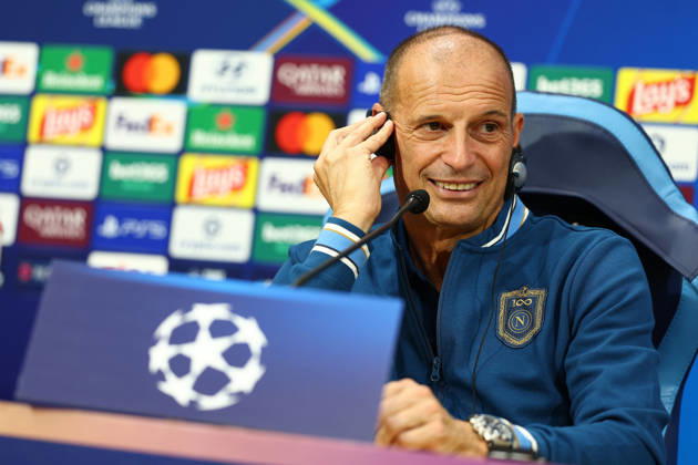 Napoli’s head coach Massimiliano Allegri During the Napoli-Bodo Glimt Champions League press conference, PK, Pressekonferenz in the press room at the Diego Armando Maradona Stadium on October 19, 2026.  Copyright: xAlessandroxGarofalo LaPressex