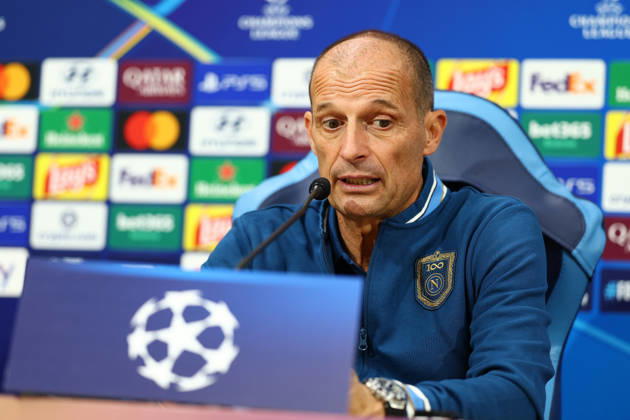 Napoli’s head coach Massimiliano Allegri During the Napoli-Bodo Glimt Champions League press conference, PK, Pressekonferenz in the press room at the Diego Armando Maradona Stadium on October 19, 2026.  Copyright: xAlessandroxGarofalo LaPressex