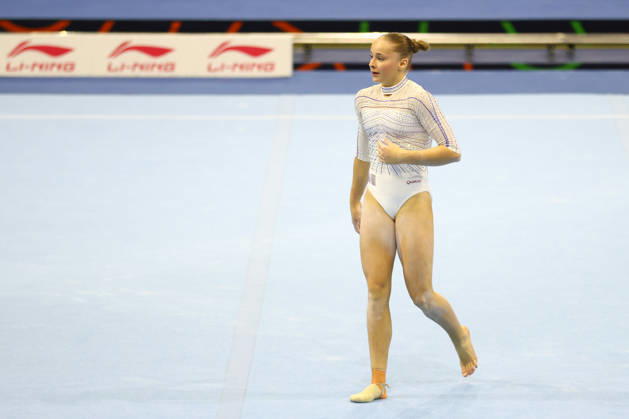 October 19, 2026, Rotterdam, Netherlands: ELENA COLAS of Team France looks a bit disappointed after performing on the Floor Exercise during the Women s Qualification subdivision 6 10 of the 54th Artistic Gymnastics World Championships at the Ahoy Arena in Rotterdam, Netherlands. Rotterdam Netherlands - ZUMAc179 20261019_zep_c179_063 Copyright: xMickaelxChavetx