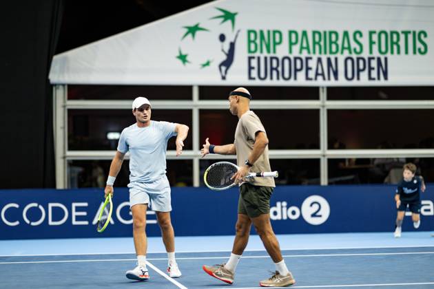 Bart Stevens of The Netherlands, Sadio Doumba of France pictured during the European Open ATP, Tennis Herren tennis tournament in Brussels, on 19 October. This year s edition of the tournament is taking place from 17 to 25 October DAVIDxPINTENS  x190297770x