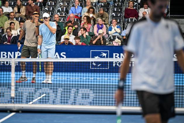 Bart Stevens of The Netherlands, Sadio Doumba of France pictured during the European Open ATP, Tennis Herren tennis tournament in Brussels, on 19 October. This year s edition of the tournament is taking place from 17 to 25 October DAVIDxPINTENS  x190297915x