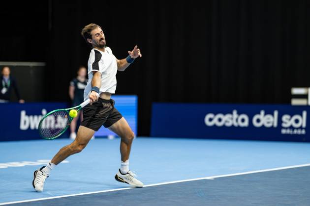 Andres Molteni of Argentina pictured in action during the European Open ATP, Tennis Herren tennis tournament in Brussels, on 19 October. This year s edition of the tournament is taking place from 17 to 25 October DAVIDxPINTENS  x190298246x