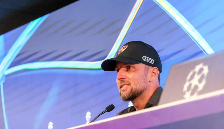 19.10.2026, Stuttgart, Fußball UEFA Champions League, Saison 2026-2027, VfB Stuttgart Pressekonferenz, VfB Trainer Sebastian Hoeneß