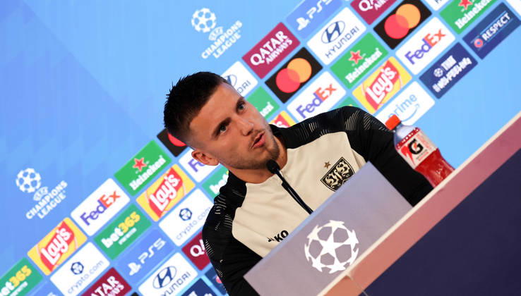 19.10.2026, Stuttgart, Fußball UEFA Champions League, Saison 2026-2027, VfB Stuttgart Pressekonferenz, Ermedin Demirovic