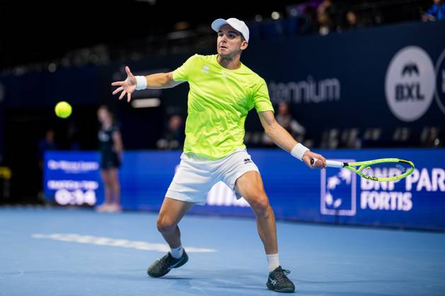 Andrea Guerrieri of Italy pictured in action during the European Open ATP, Tennis Herren tennis tournament in Brussels, on Monday 19 October. This year s edition of the tournament is taking place from 17 to 25 October JASPERxJACOBS  x190304988x