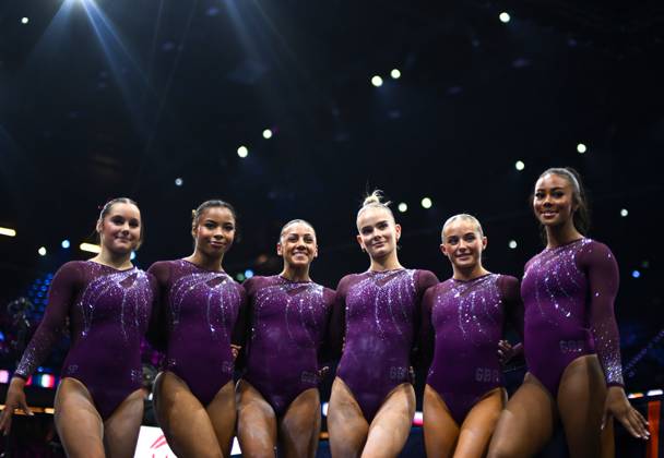 Netherlands Artistic Gymnastics World Championships Qualifiers 9268658 19.10.2026 Athletes of Great Britain pose during the women s qualification of the 2026 World Artistic Gymnastics Championships in Rotterdam, the Netherlands. Alexey Filippov Sputnik Rotterdam Netherlands  Copyright: xAlexeyxFilippovx