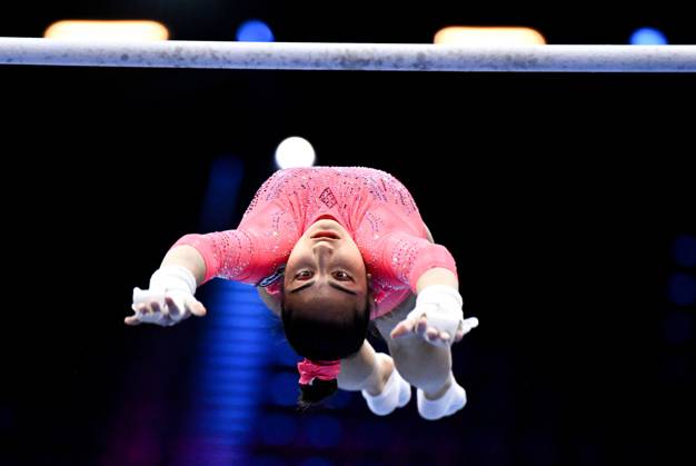 Netherlands Artistic Gymnastics World Championships Qualifiers 9268663 19.10.2026 Liudmila Roshchina of Team World Gymnastics Neutral Athletes 2 competes on the uneven bars during the women s qualification of the 2026 World Artistic Gymnastics Championships in Rotterdam, the Netherlands. Alexey Filippov Sputnik Rotterdam Netherlands  Copyright: xAlexeyxFilippovx
