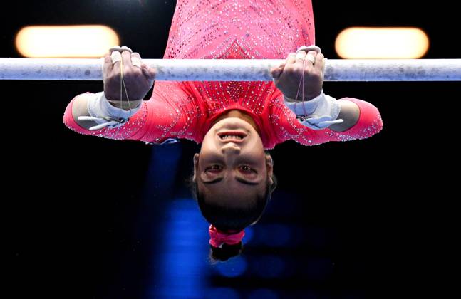 Netherlands Artistic Gymnastics World Championships Qualifiers 9268664 19.10.2026 Liudmila Roshchina of Team World Gymnastics Neutral Athletes 2 competes on the uneven bars during the women s qualification of the 2026 World Artistic Gymnastics Championships in Rotterdam, the Netherlands. Alexey Filippov Sputnik Rotterdam Netherlands  Copyright: xAlexeyxFilippovx