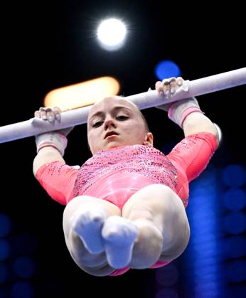 Netherlands Artistic Gymnastics World Championships Qualifiers 9268675 19.10.2026 Alena Glotova of Team World Gymnastics Neutral Athletes 2 competes on the uneven bars during the women s qualification of the 2026 World Artistic Gymnastics Championships in Rotterdam, the Netherlands. Alexey Filippov Sputnik Rotterdam Netherlands  Copyright: xAlexeyxFilippovx