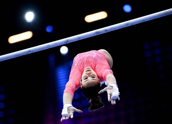 Netherlands Artistic Gymnastics World Championships Qualifiers 9268686 19.10.2026 Elizaveta Us of Team World Gymnastics Neutral Athletes 2 competes on the uneven bars during the women s qualification of the 2026 World Artistic Gymnastics Championships in Rotterdam, the Netherlands. Alexey Filippov Sputnik Rotterdam Netherlands  Copyright: xAlexeyxFilippovx