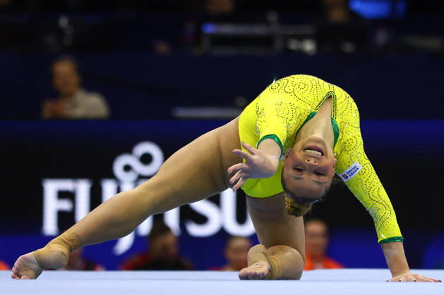 October 19, 2026, Rotterdam, Netherlands: FLAVIA SARAIVA of Brazil competes in the Floor Exercise during the Women s Qualifications of the 54th Artistic Gymnastics World Championships at the Ahoy Arena in Rotterdam, Netherlands. Rotterdam Netherlands - ZUMAc179 20261019_zep_c179_091 Copyright: xMickaelxChavetx