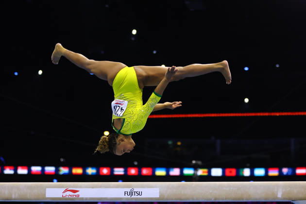 October 19, 2026, Rotterdam, Netherlands: REBECA ANDRADE of Brazil competes on the Balance Beam during the Women s Qualifications of the 54th Artistic Gymnastics World Championships at the Ahoy Arena in Rotterdam, Netherlands. Rotterdam Netherlands - ZUMAc179 20261019_zep_c179_121 Copyright: xMickaelxChavetx